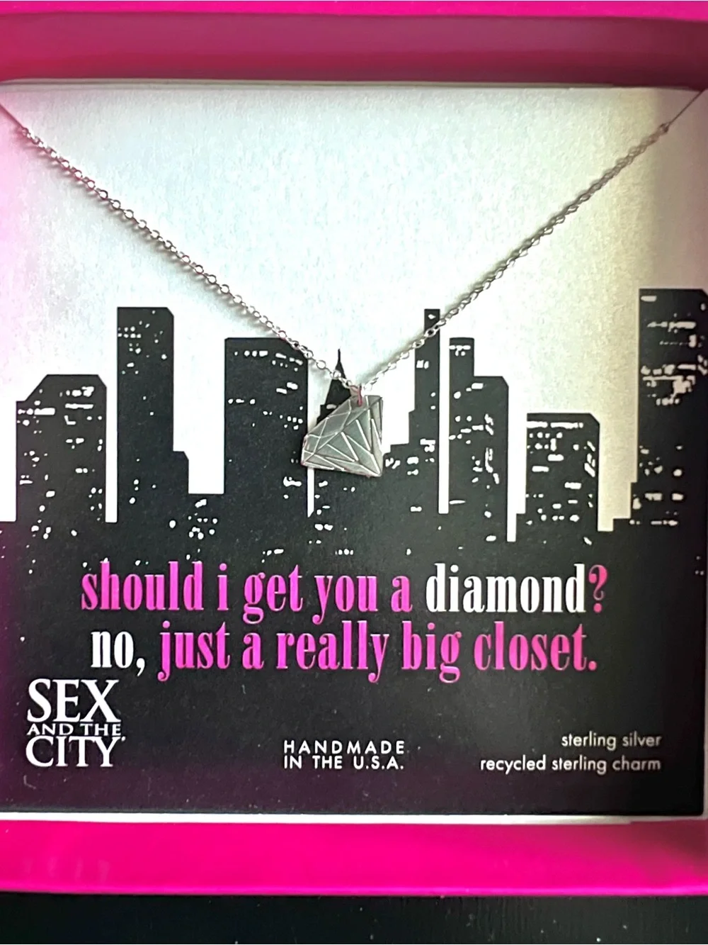 Sex and the City Sterling Silver Diamond Charm Necklace 2010 HBO